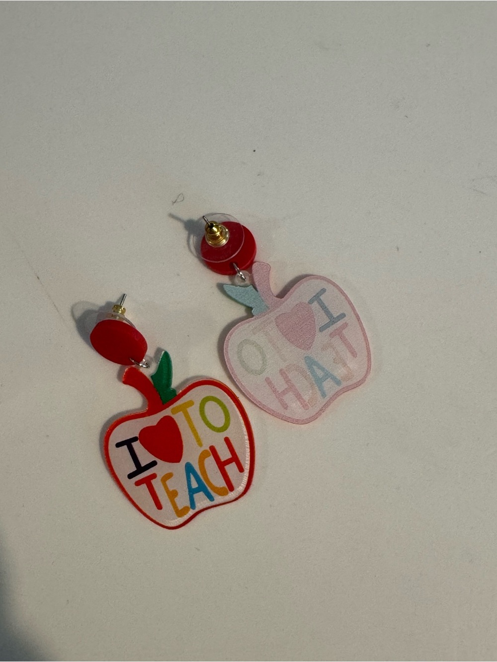 Colorful Teacher-Earrings Set - Rainbow, Apple & Pencil Designs - Picture 8 of 8